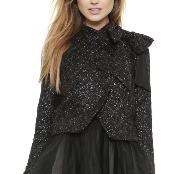 Alice+ Olivia Hope Black Metallic Cropped Jacket - Picture 2 of 9